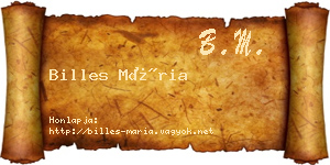 Billes Mária névjegykártya
